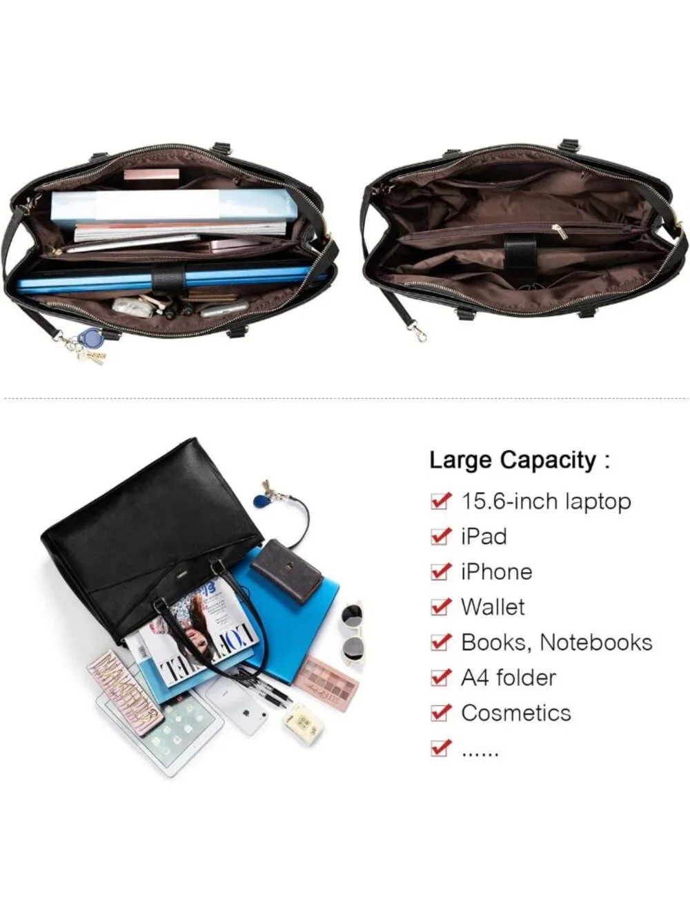 Stylish Waterproof Laptop Tote Bag for Women - 15.6 Inch, Perfect for Office